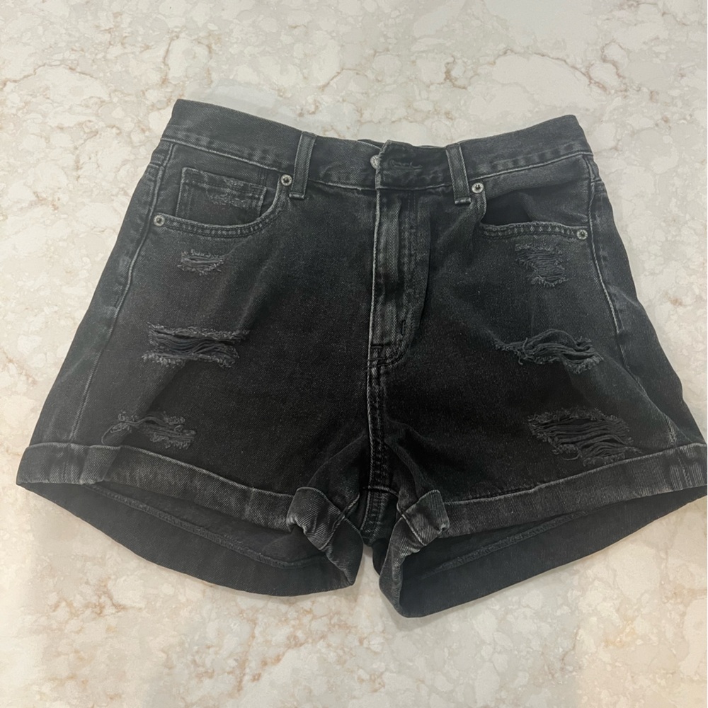 American Eagle Outfitters Black Jean Shorts Distressed Denim